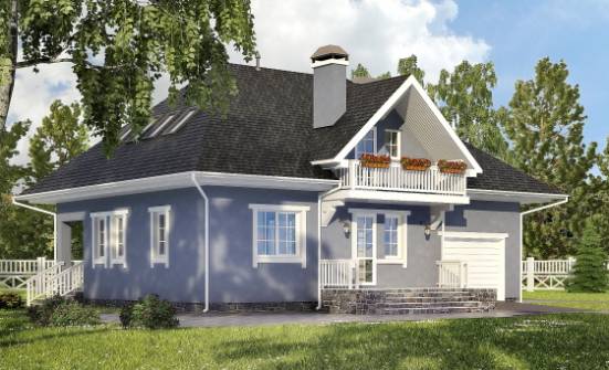 200-001-П Проект двухэтажного дома с мансардой, гараж, современный домик из арболита Малая Вишера | Проекты домов от House Expert
