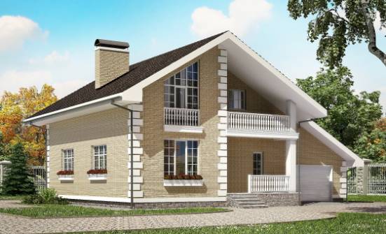 190-005-П Проект двухэтажного дома мансардный этаж, гараж, простой загородный дом из блока Пестово | Проекты домов от House Expert