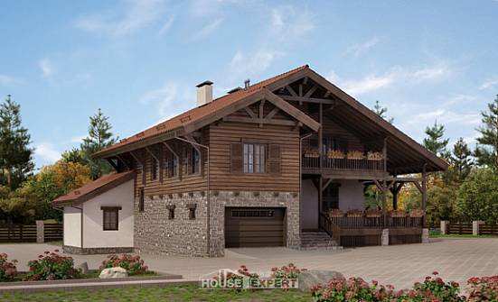 255-002-Л Проект двухэтажного дома с мансардой и гаражом, красивый домик из теплоблока Старая Русса | Проекты домов от House Expert