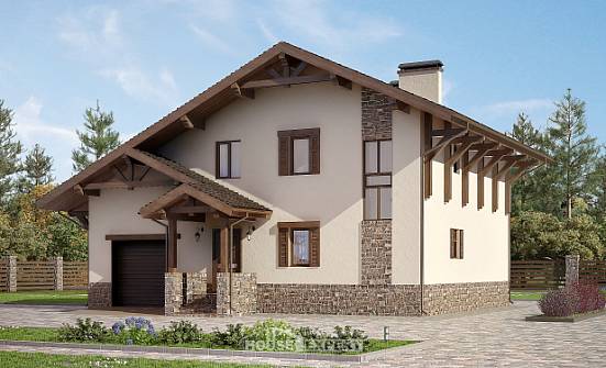 190-007-Л Проект двухэтажного дома с мансардой и гаражом, простой загородный дом из кирпича Боровичи | Проекты домов от House Expert