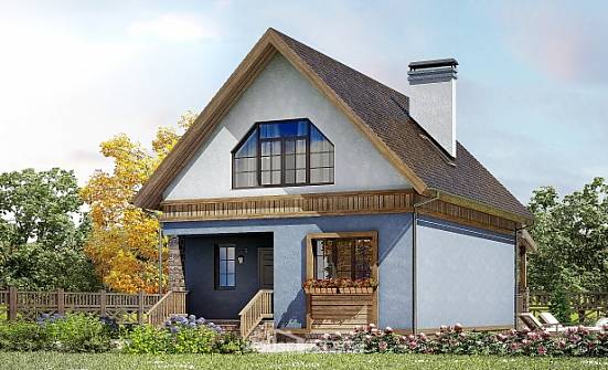 130-003-Л Проект двухэтажного дома с мансардой, недорогой домик из арболита Великий Новгород | Проекты домов от House Expert