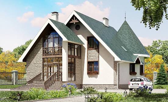 170-003-Л Проект двухэтажного дома с мансардным этажом, современный загородный дом из арболита Окуловка | Проекты домов от House Expert