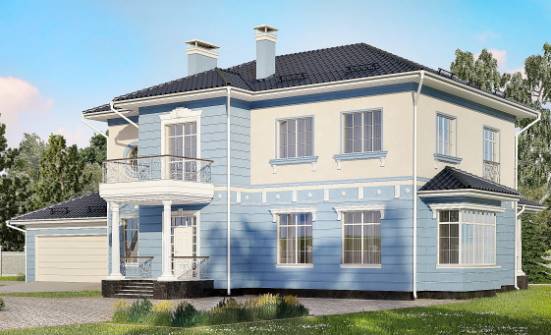 285-003-Л Проект двухэтажного дома и гаражом, современный коттедж из кирпича Старая Русса | Проекты домов от House Expert