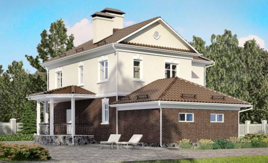 190-002-Л Проект двухэтажного дома и гаражом, простой домик из бризолита Боровичи | Проекты домов от House Expert