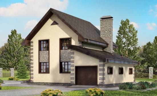 160-004-П Проект двухэтажного дома, гараж, доступный домик из твинблока Великий Новгород | Проекты домов от House Expert