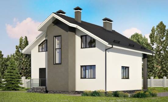 150-005-Л Проект двухэтажного дома с мансардным этажом, бюджетный домик из пеноблока Малая Вишера | Проекты домов от House Expert