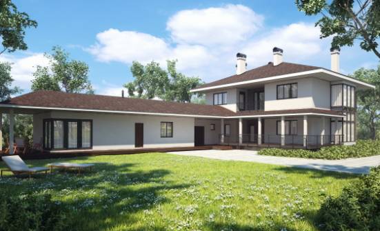 340-001-П Проект двухэтажного дома и гаражом, огромный загородный дом из кирпича Валдай | Проекты домов от House Expert