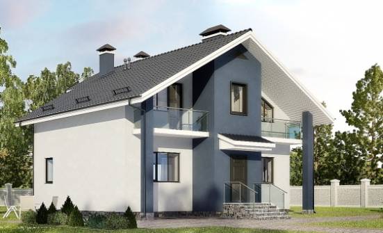 150-005-П Проект двухэтажного дома мансардный этаж, простой коттедж из газобетона Валдай | Проекты домов от House Expert