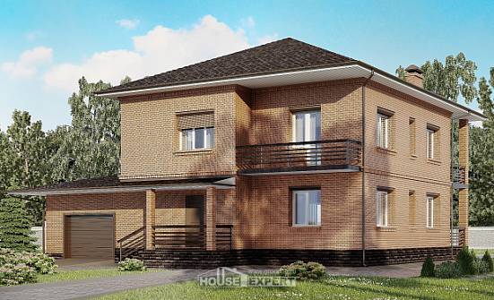 245-003-Л Проект двухэтажного дома, гараж, классический загородный дом из кирпича Окуловка | Проекты домов от House Expert