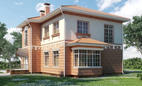 285-001-Л Проект двухэтажного дома и гаражом, огромный загородный дом из кирпича Малая Вишера | Проекты домов от House Expert