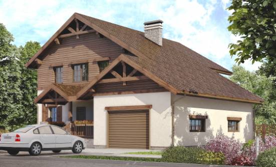 200-003-П Проект двухэтажного дома, гараж, классический загородный дом из газобетона Малая Вишера | Проекты домов от House Expert