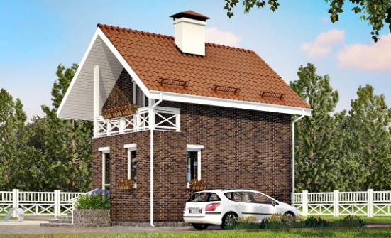 045-001-Л Проект двухэтажного дома с мансардным этажом, скромный дом из газобетона Окуловка | Проекты домов от House Expert