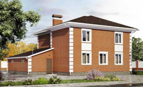 220-004-Л Проект двухэтажного дома и гаражом, уютный коттедж из кирпича Пестово | Проекты домов от House Expert