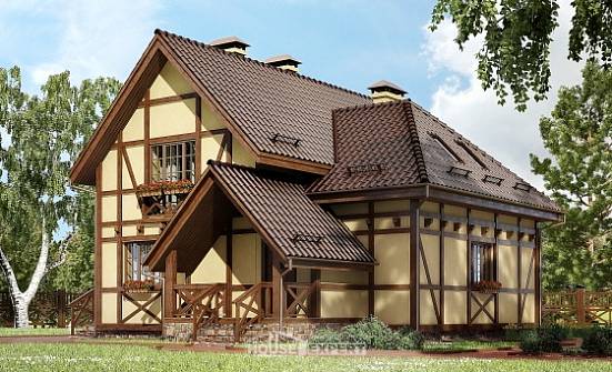 160-003-П Проект двухэтажного дома с мансардой, простой домик из газобетона Великий Новгород | Проекты домов от House Expert