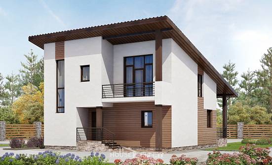 140-005-П Проект двухэтажного дома с мансардным этажом, простой загородный дом из теплоблока Малая Вишера | Проекты домов от House Expert
