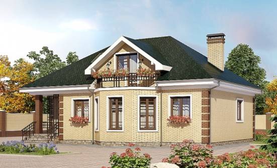 150-013-Л Проект двухэтажного дома мансардой, уютный домик из кирпича Валдай | Проекты домов от House Expert