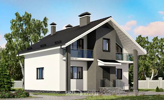 150-005-Л Проект двухэтажного дома с мансардным этажом, бюджетный домик из пеноблока Малая Вишера | Проекты домов от House Expert