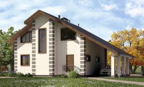 150-003-Л Проект двухэтажного дома с мансардой, гараж, небольшой домик из дерева Окуловка | Проекты домов от House Expert