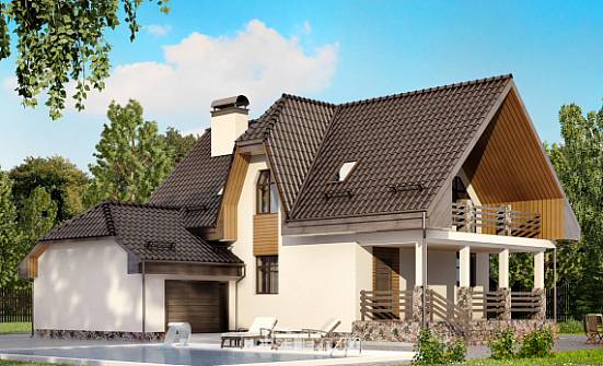 150-001-Л Проект двухэтажного дома мансардой, гараж, экономичный загородный дом из газосиликатных блоков Боровичи | Проекты домов от House Expert