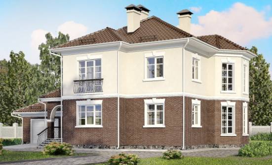 190-002-Л Проект двухэтажного дома и гаражом, простой домик из бризолита Боровичи | Проекты домов от House Expert