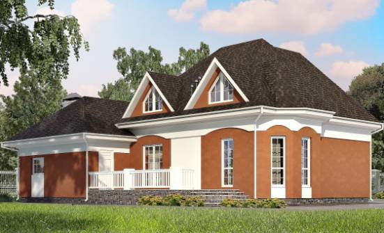 180-007-П Проект двухэтажного дома с мансардой, гараж, простой домик из пеноблока Окуловка | Проекты домов от House Expert