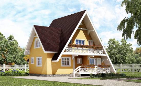155-008-П Проект двухэтажного дома с мансардным этажом, недорогой домик из дерева Малая Вишера | Проекты домов от House Expert