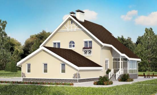 275-001-Л Проект двухэтажного дома мансардой, гараж, красивый загородный дом из кирпича Малая Вишера | Проекты домов от House Expert