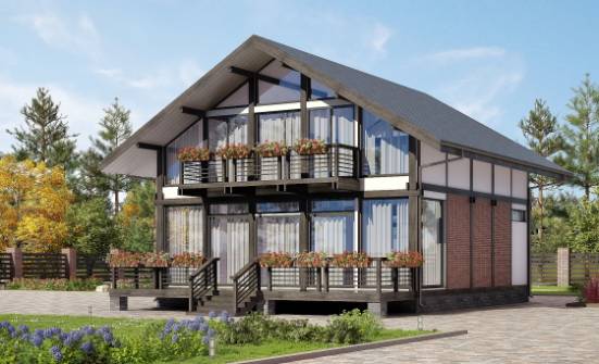 170-007-П Проект двухэтажного дома мансардный этаж, небольшой загородный дом из дерева Великий Новгород | Проекты домов от House Expert