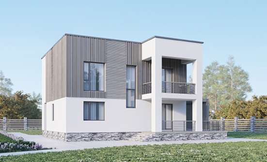 150-017-П Проект двухэтажного дома, современный коттедж из блока Старая Русса | Проекты домов от House Expert
