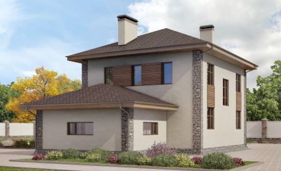 185-004-П Проект двухэтажного дома и гаражом, средний домик из бризолита Малая Вишера | Проекты домов от House Expert