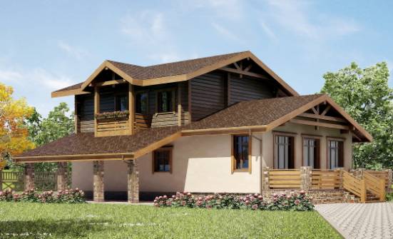170-004-П Проект двухэтажного дома мансардой и гаражом, современный загородный дом из пеноблока из дерева Старая Русса | Проекты домов от House Expert