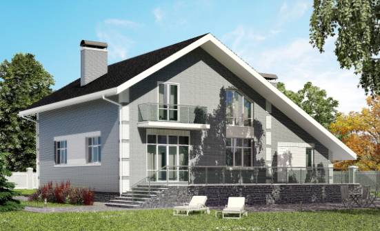 190-006-Л Проект двухэтажного дома мансардой, гараж, средний загородный дом из блока Боровичи | Проекты домов от House Expert