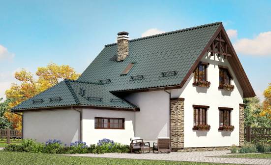 160-005-П Проект двухэтажного дома мансардой, гараж, бюджетный дом из теплоблока Великий Новгород | Проекты домов от House Expert