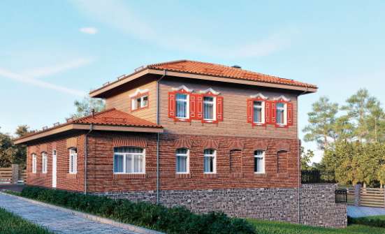 380-002-Л Проект трехэтажного дома и гаражом, красивый домик из кирпича Великий Новгород | Проекты домов от House Expert