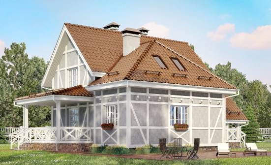 160-003-Л Проект двухэтажного дома мансардой, недорогой домик из твинблока Пестово | Проекты домов от House Expert