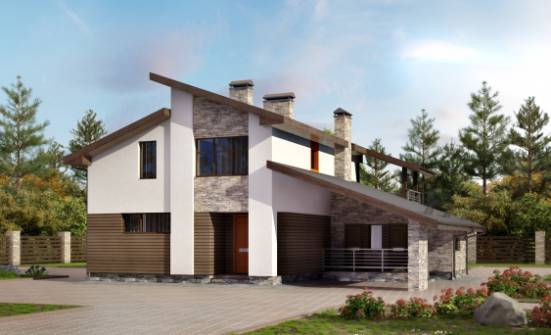 200-010-П Проект двухэтажного дома с мансардным этажом, гараж, красивый коттедж из пеноблока Валдай | Проекты домов от House Expert