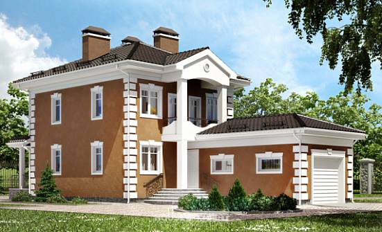 150-006-П Проект двухэтажного дома и гаражом, бюджетный загородный дом из газосиликатных блоков Пестово | Проекты домов от House Expert
