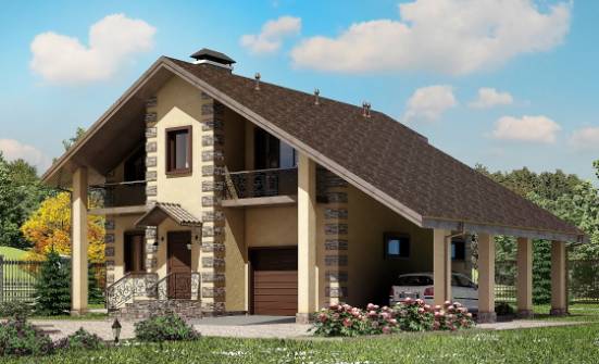 150-003-П Проект двухэтажного дома с мансардой и гаражом, доступный домик из бризолита Великий Новгород | Проекты домов от House Expert