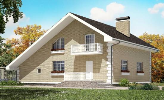 190-005-П Проект двухэтажного дома мансардный этаж, гараж, простой загородный дом из блока Пестово | Проекты домов от House Expert