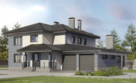 340-005-П Проект двухэтажного дома, гараж, красивый коттедж из поризованных блоков Валдай | Проекты домов от House Expert