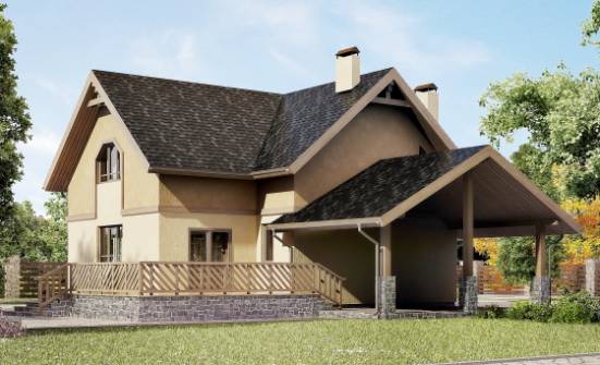 150-011-Л Проект двухэтажного дома с мансардным этажом и гаражом, доступный дом из твинблока Боровичи | Проекты домов от House Expert