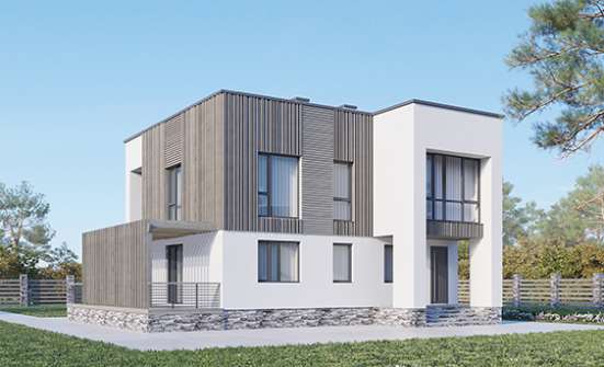 150-017-П Проект двухэтажного дома, современный коттедж из блока Старая Русса | Проекты домов от House Expert