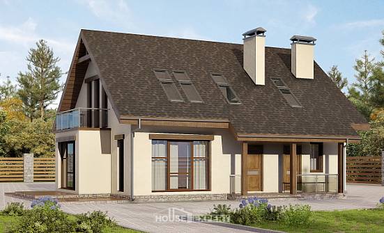 155-012-Л Проект двухэтажного дома мансардный этаж, классический загородный дом из твинблока Валдай | Проекты домов от House Expert