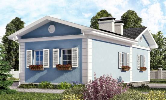 090-004-П Проект одноэтажного дома, небольшой дом из блока Боровичи | Проекты одноэтажных домов от House Expert