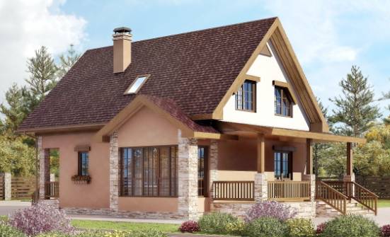 140-002-П Проект двухэтажного дома с мансардой, простой дом из бризолита Окуловка | Проекты домов от House Expert
