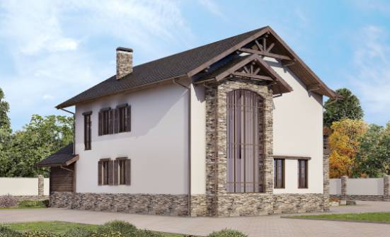 200-005-П Проект двухэтажного дома, гараж, просторный домик из теплоблока Боровичи | Проекты домов от House Expert