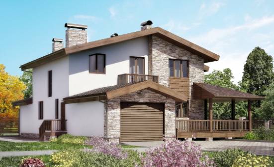 220-001-П Проект двухэтажного дома мансардой, гараж, классический дом из газобетона Окуловка | Проекты домов от House Expert