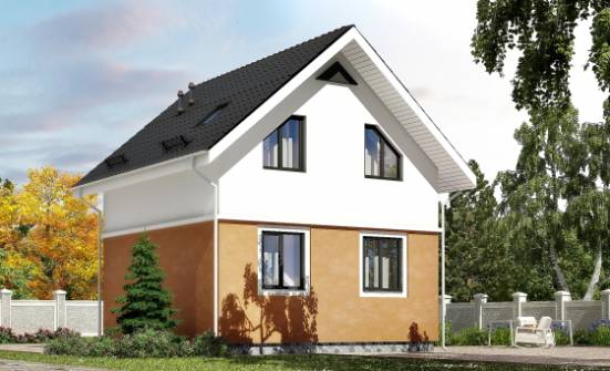 070-001-Л Проект двухэтажного дома мансардой, бюджетный домик из теплоблока Валдай | Проекты домов от House Expert