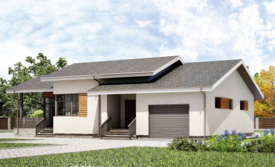 135-002-П Проект одноэтажного дома и гаражом, простой загородный дом из газосиликатных блоков Окуловка | Проекты домов от House Expert