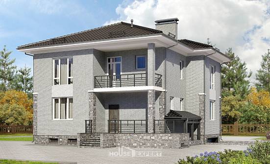 275-004-П Проект трехэтажного дома, гараж, огромный домик из кирпича Боровичи | Проекты домов от House Expert
